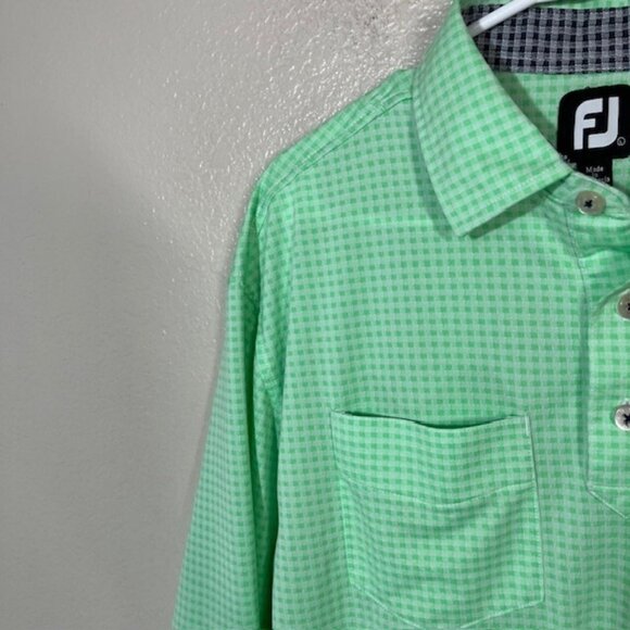 FootJoy Golf Polo Mens Large Shirt Green Check Athletic Stretch FJ - Picture 2 of 6